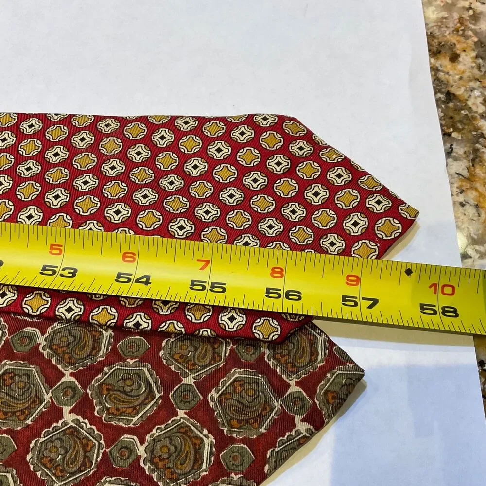 VTG. J. Crew Foulard silk Tie Lot of 2 Geometric Made In USA/ Canada